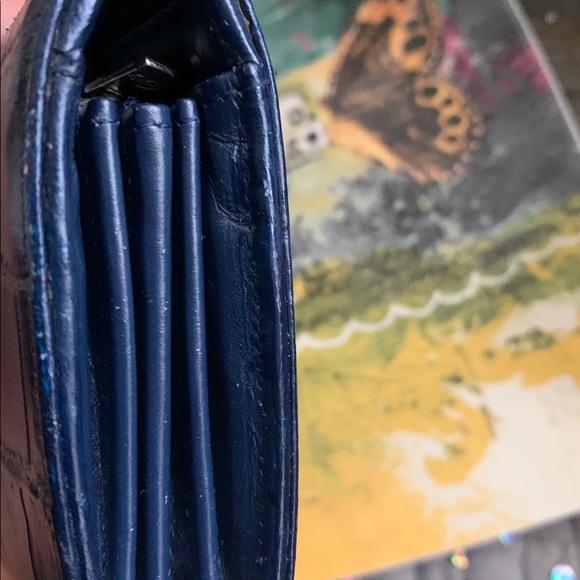 LONGCHAMP VTG CROC NAVY BLUE ACCORDION STYLE ZIPPED Wallet GORG RARE DISTRESSED - Picture 8 of 11